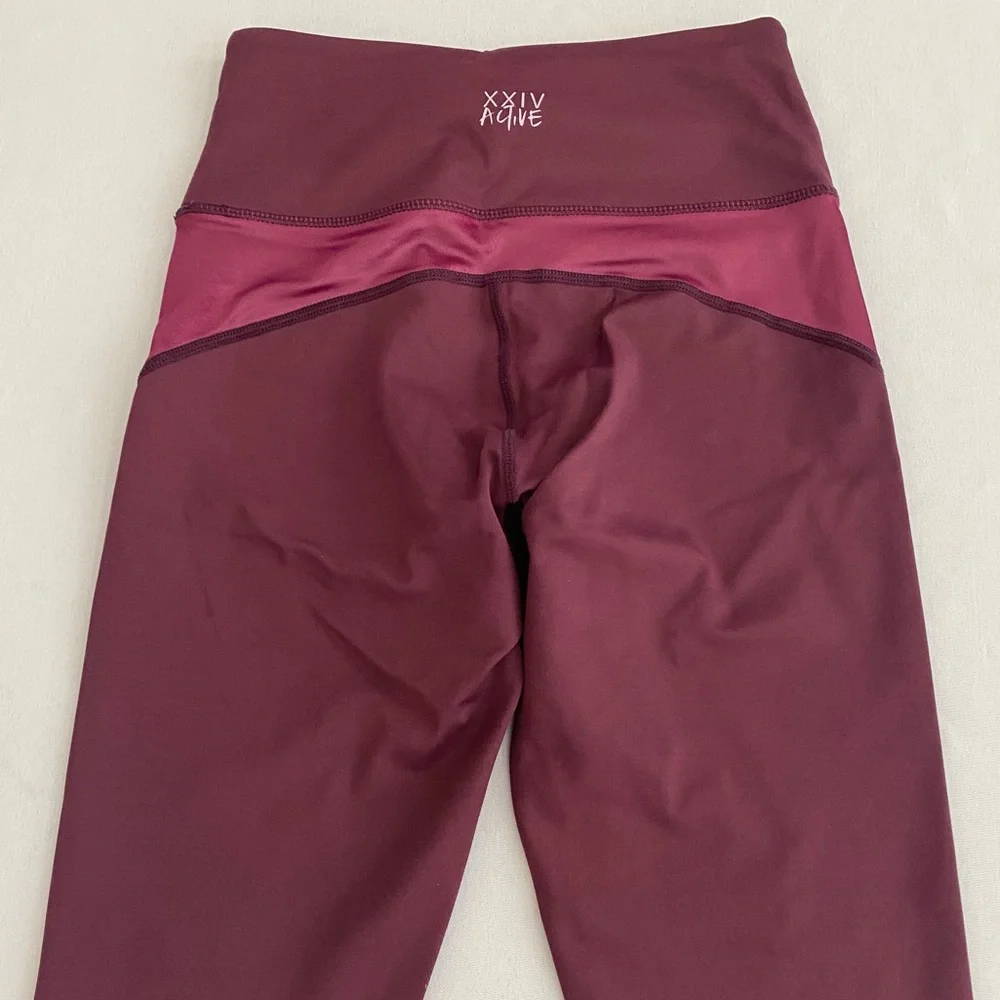 XXIV Active Womens Tempo Leggings XS 7/8 High Waisted Mesh Panels Gym Activewear
